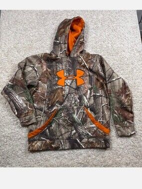 Under Armour Boys' Realtree Camo Hoodie with Orange Logo